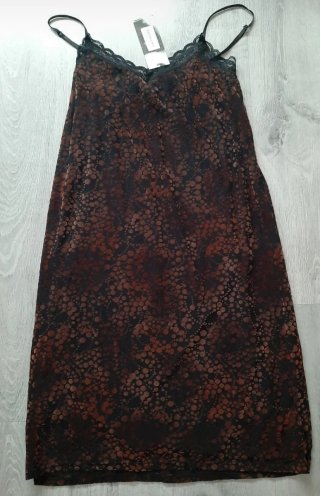 Vestido lencero transparente topos con forro