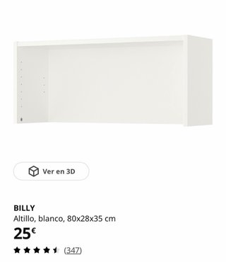 Altillo BILLY Blanco 80x28x35 IKEA