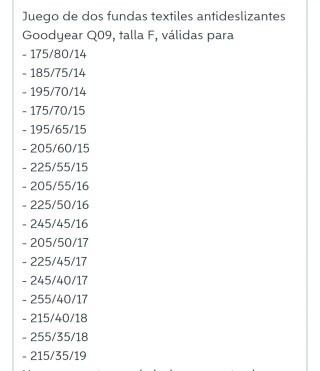 Cadenas de Nieve Textiles Goodyear Q09 talla F