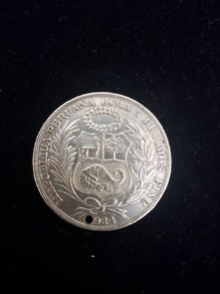 Moneda Plata Perú 1 Sol 1934