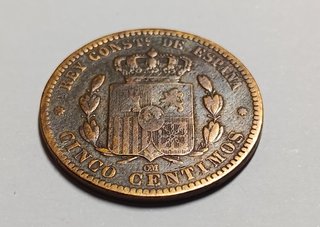 Moneda 5 céntimos Alfonso XII 1878 Cobre MBC