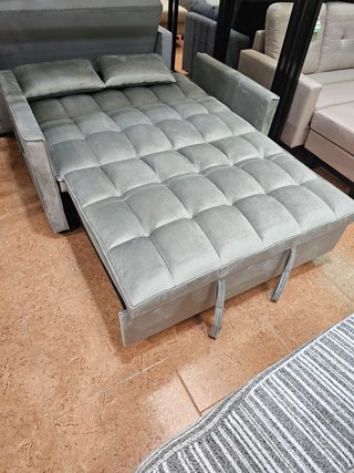 Sofá Cama Terciopelo Gris 2 Plazas