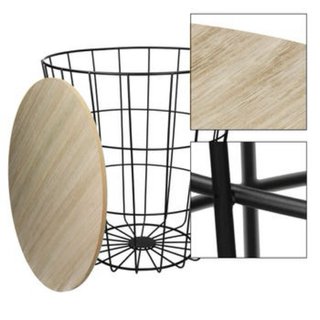 Mesa auxiliar cesta metal y madera