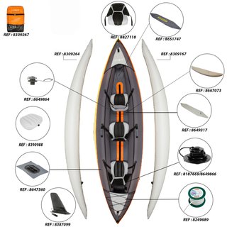 Kayak hinchable de travesía Itiwit 100 2 o 3 plazas naranja
