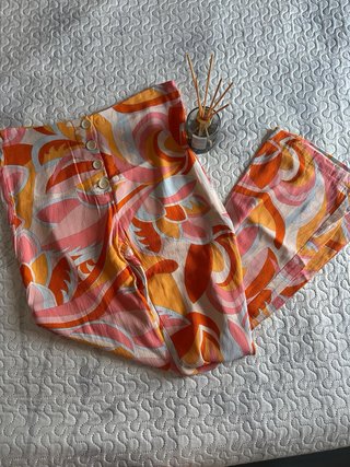 Pantalón Mango Lino Estampado
