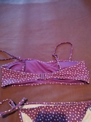 Bikini Mujer Morado y Blanco Lunares