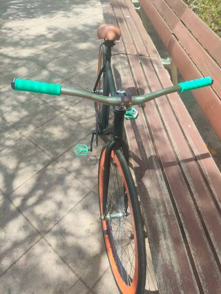 Bicicleta Fixie Negra Ruedas Naranja