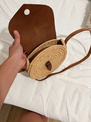 Bolso de rafia redondo mujer
