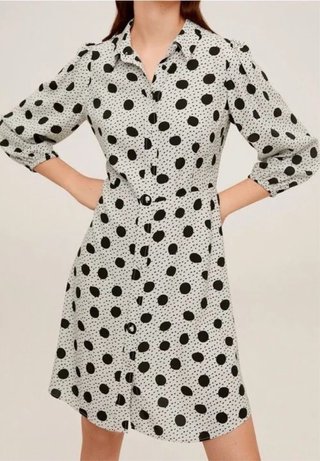 Vestido camisero Mango lunares XL