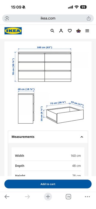 Cajonera blanca Ikea 6 compartimentos