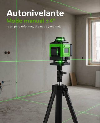 Nivel Láser 16 Líneas 360° con trípode + 2 batería