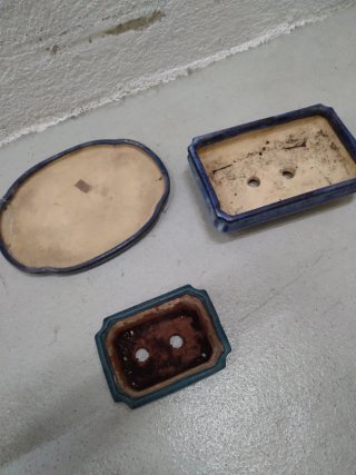 Maceta Bonsai Cerámica Azul y Beige