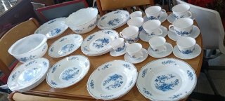 Juego 43 piezas porcelana azul y blanco