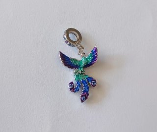 Charm Fenice Azzurro Viola argento s925
