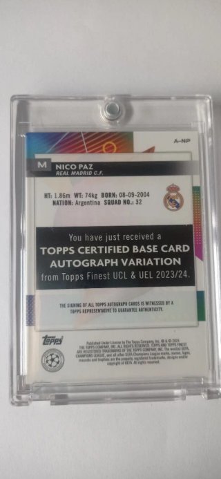 Nico Paz Topps Finest Auto RC /150