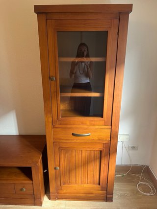Conjunto Mueble TV, Vitrina y Estantería Madera