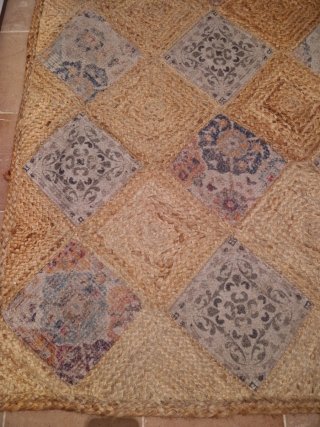 Alfombra de yute y tela beige multicolor