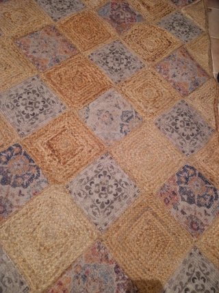 Alfombra de yute y tela beige multicolor