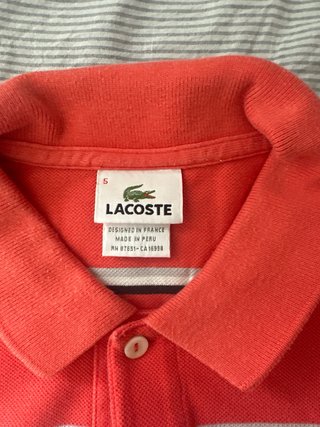 Polo Lacoste Rayas Rojas Talla M