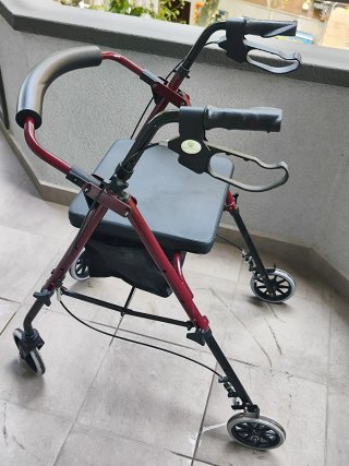 Andador aluminio 4 ruedas con asiento para mayores