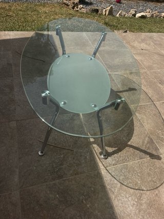 Mesa de centro cristal y metal