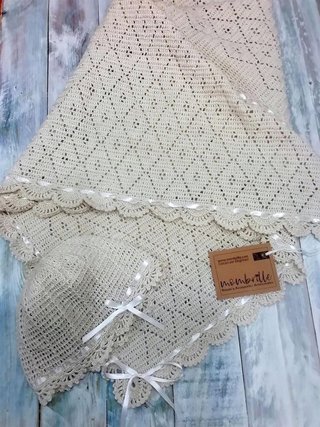 Manta para bebé toquilla con gorrito Algodón