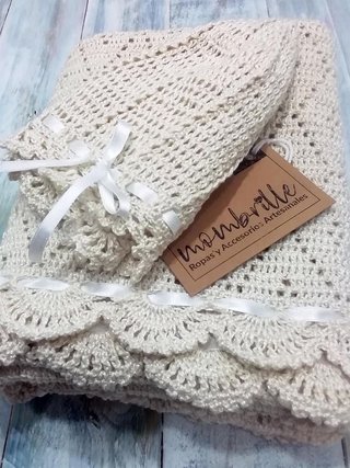 Manta para bebé toquilla con gorrito Algodón