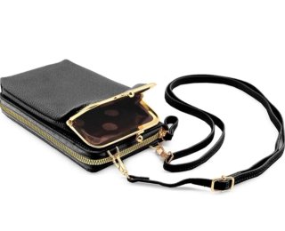 Bolso pequeño móvil y cartera negro