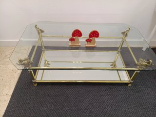 Mesa centro cristal elefantes dorados
