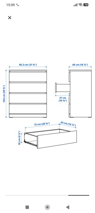 Cómoda 4 cajones madera