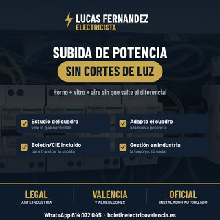 Subida de potencia y legalización · Electricista