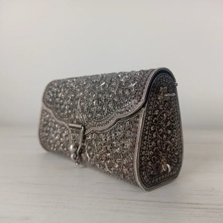 Bolso de mano clutch joya vintage plata 925