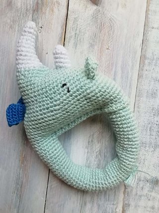 Sonajero a Crochet Rinoceronte Juguete Dentición