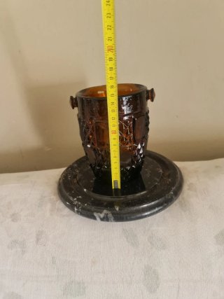 Mid-Century Ámbar Tallado Pieza Colección Impecabl