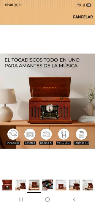 Tocadiscos ROCKOIIA Vintage Marrón