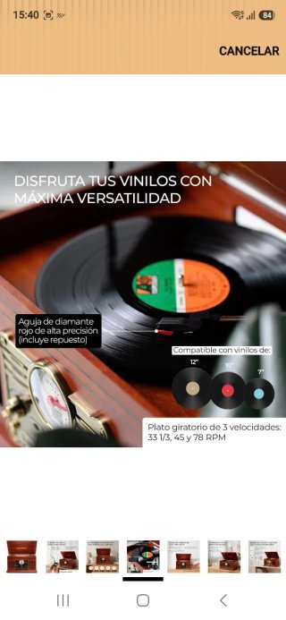 Tocadiscos ROCKOIIA Vintage Marrón