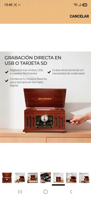 Tocadiscos ROCKOIIA Vintage Marrón