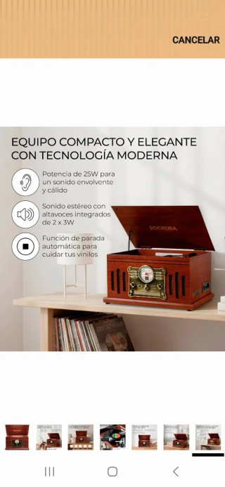 Tocadiscos ROCKOIIA Vintage Marrón