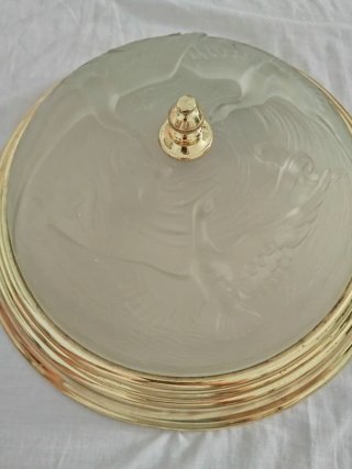 Plafón de cristal y metal dorado