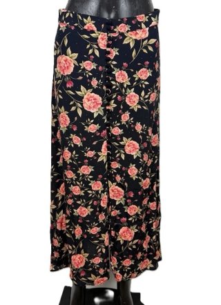 Zara Woman S Gonna Midi Floreale Bottoni Vintage