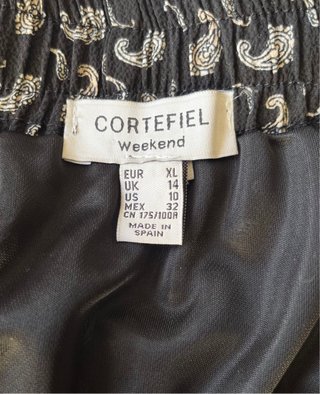 Falda midi Cortefiel paisley negro crema XL