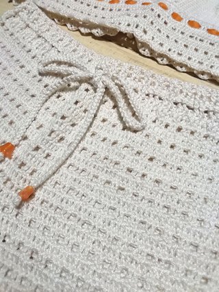 Conjunto Crochet Top y Short Algodón T.M-36 NUEVO