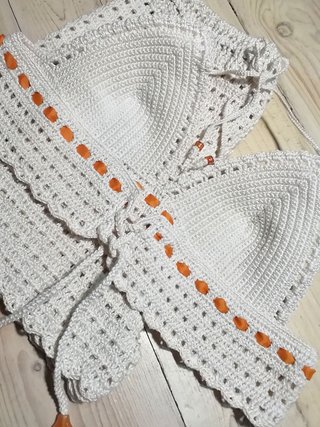 Conjunto Crochet Top y Short Algodón T.M-36 NUEVO