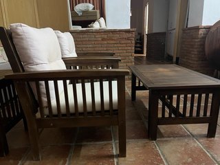 Mesa y 2 Sillas de Jardín Madera