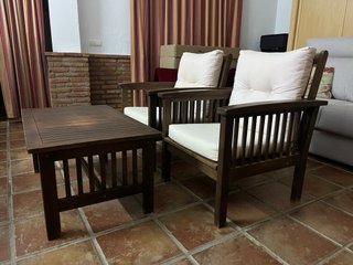 Mesa y 2 Sillas de Jardín Madera