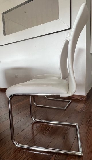 2 Sillas Diseño Blancas Piel Sintética