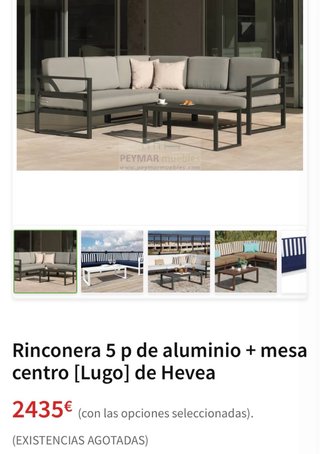 Sofá Rinconera Exterior Jardín Aluminio