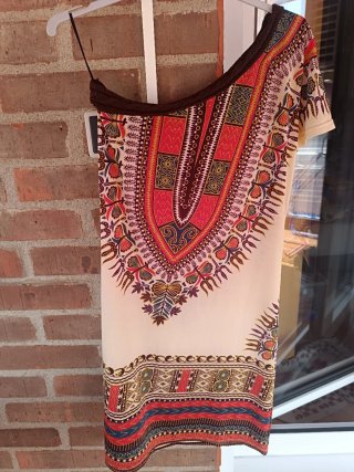 Vestido asimétrico estampado multicolor