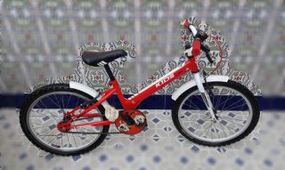 Bicicleta infantil roja y blanca