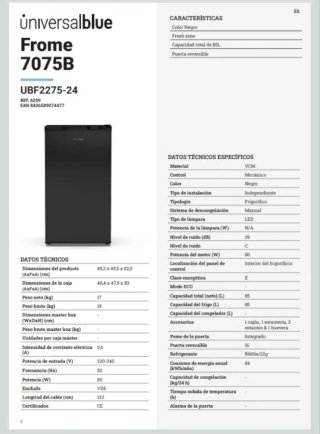 Nevera 90L UniversalBlue Negra